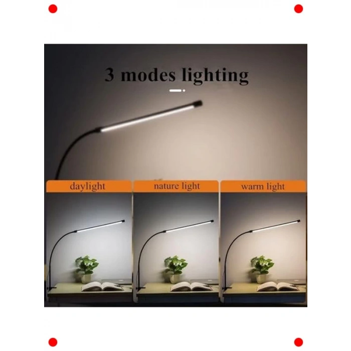 Esnek USB LED Masa Lambası - Kısılabilir, Klipsli