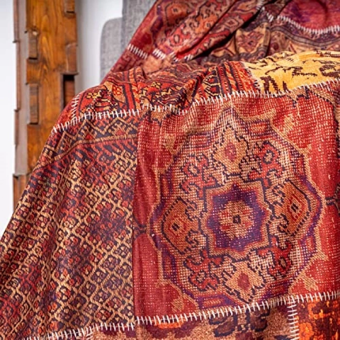 Etnik Desenli Boho Koltuk Örtüsü, Kaymaz 180x300 cm