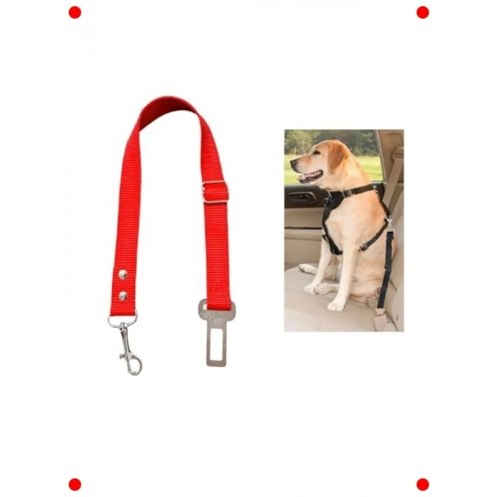 Evcil Hayvan Araç Emniyet Kemeri (Kırmızı)