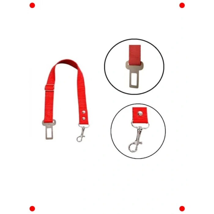 Evcil Hayvan Araç Emniyet Kemeri (Kırmızı)