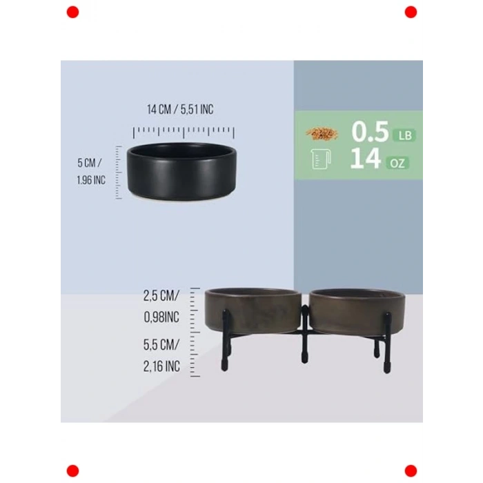 Evcil Hayvan Seramik Mama Su Kabı | Metal Ayaklı Beyaz