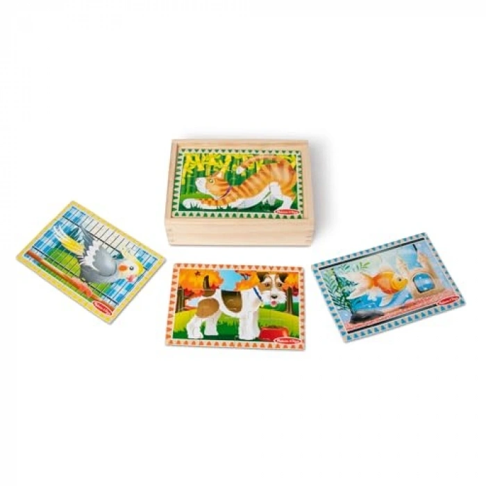 Evcil Hayvanlar Temalı Ahşap Yapboz Seti, 12x4 cm