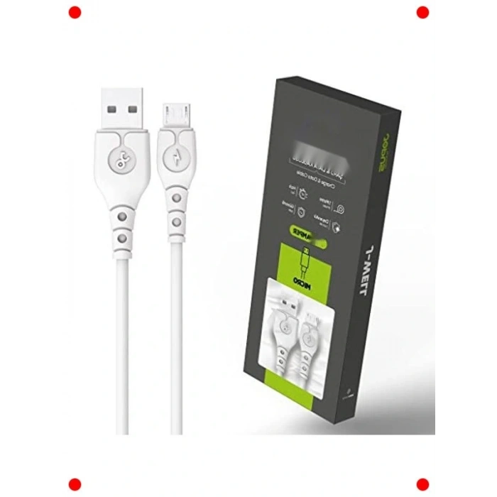 Evrensel Mikro USB Veri Kablosu 1m Beyaz