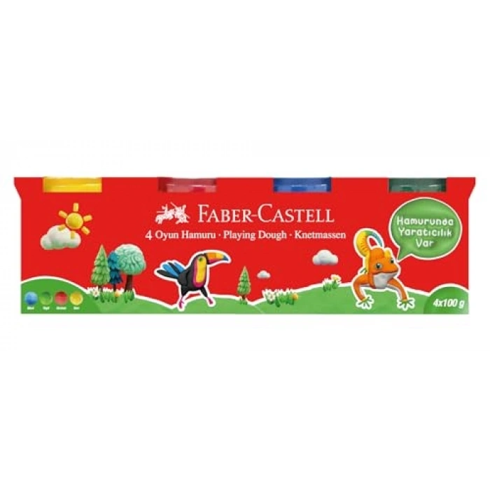 FABER-CASTELL Oyun Hamuru, 4x100, Klasik Renkler
