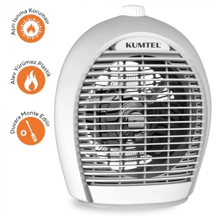 Fanlı Isıtıcı, 2000 W Güç, Gri Renk