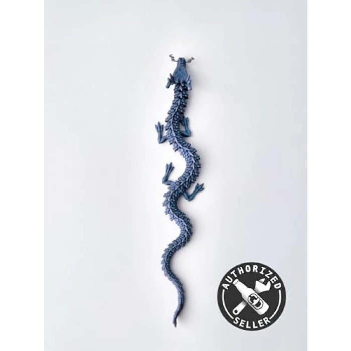 Fantastik Eklemli Ejderha Figürü, 30 cm Gece Mavisi Tasarım