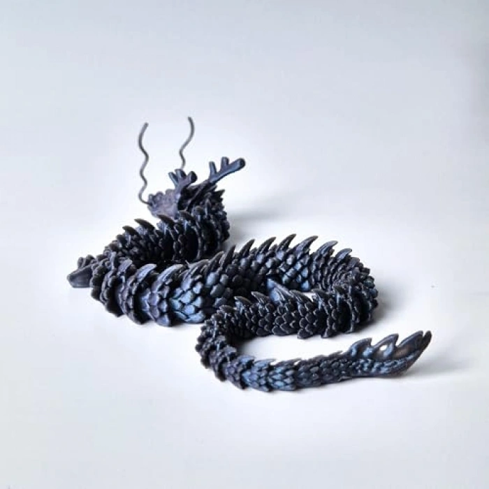 Fantastik Eklemli Ejderha Figürü, 30 cm Gece Mavisi Tasarım