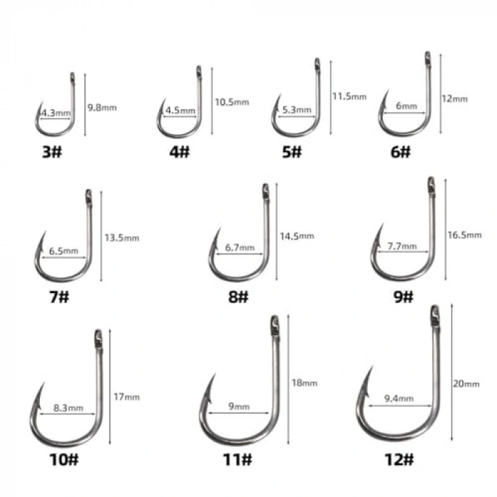 Farklı Numara ile 1000 Adet 1. Kalite Paslanmaz Olta Seti