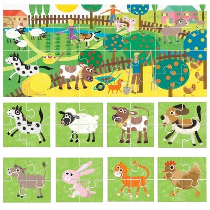 Farm Temalı 8+1 Parça Puzzle ile Eğlenceli Öğrenme