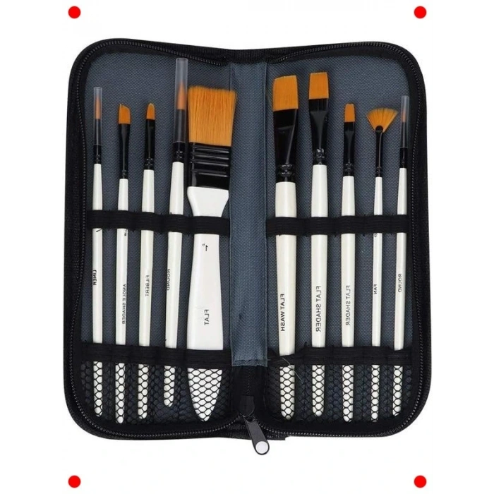 Fermuarlı Kılıflı 10lu Sanatçı Fırça Seti