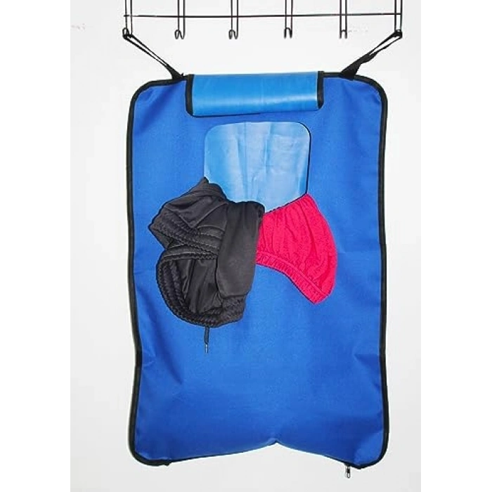 Fermuarlı Mavi Kapı Arkası Askılı Kirli Çamaşır Sepeti