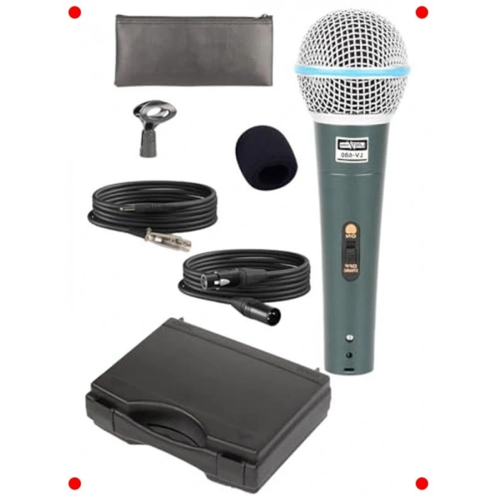 fesyonel Dinamik El Mikrofonu - Set (Çift Kablo)