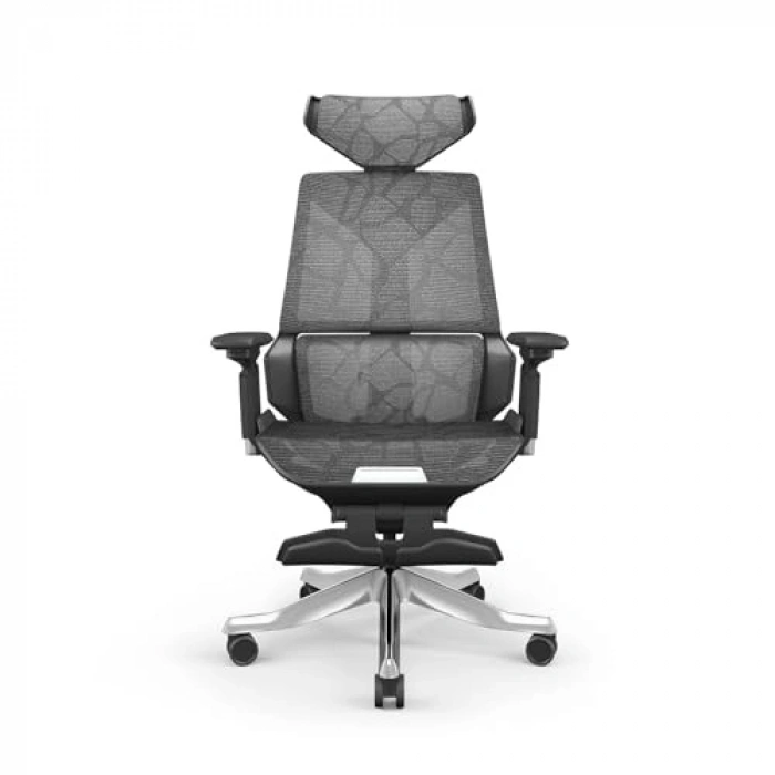 Fileli Başlıklı Çalışma Koltuğu, Ergonomik Gümüş Tasarım