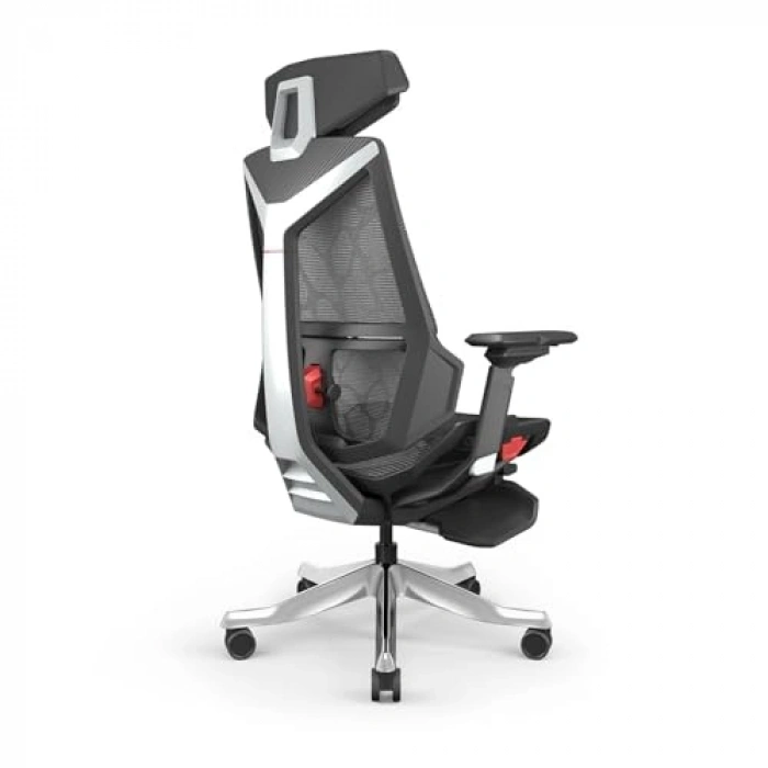 Fileli Başlıklı Çalışma Koltuğu, Ergonomik Gümüş Tasarım