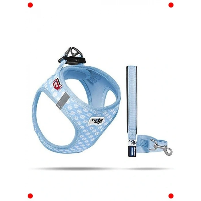 Fileli Puantiyeli Göğüs Tasması Seti - Açık Mavi