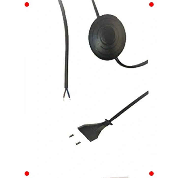 Fişli Anahtarlı Elektrik Kablosu 4 Metre - Siyah