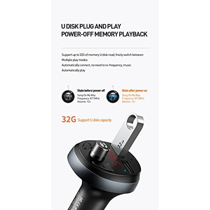 Fm Trtter Çift USB Bluetooth Araç Şarj Cihazı, Kullanışlı