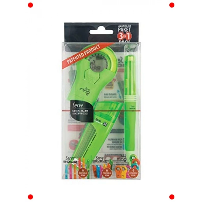 Fosforlu Kalem ve Yüzük Silgi Seti 0.7mm - Yeşil 3lü