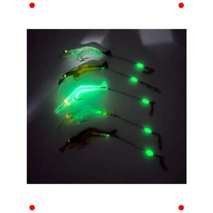 Fosforlu Silikon Karides Yem Seti - 5 Adet, 7.5cm