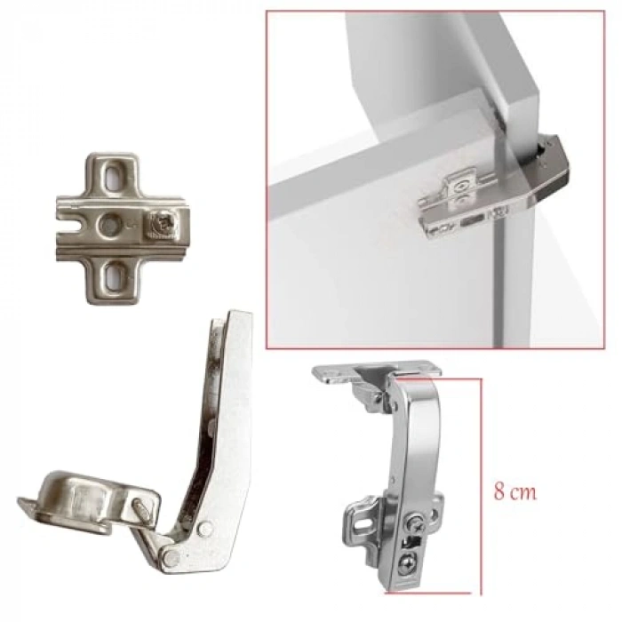 Frensiz 90° açılı dolap menteşesi, 2 adet