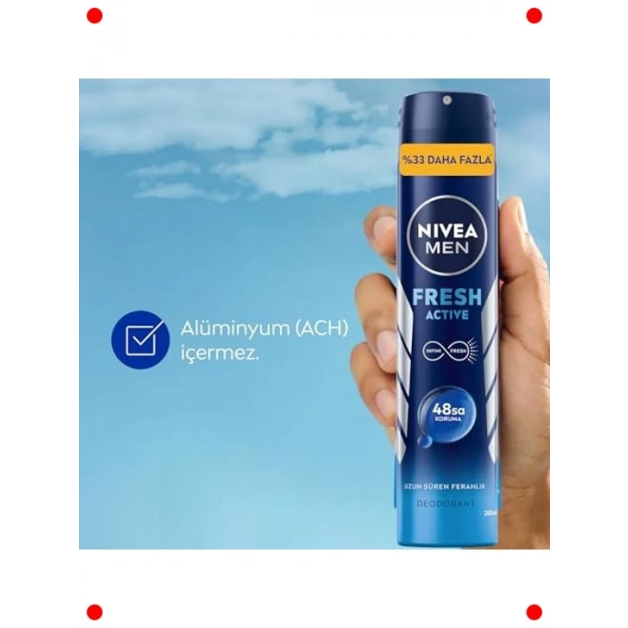Fresh Active Erkek Sprey Deodorant 200ml x3 - 48 Saat Koruma