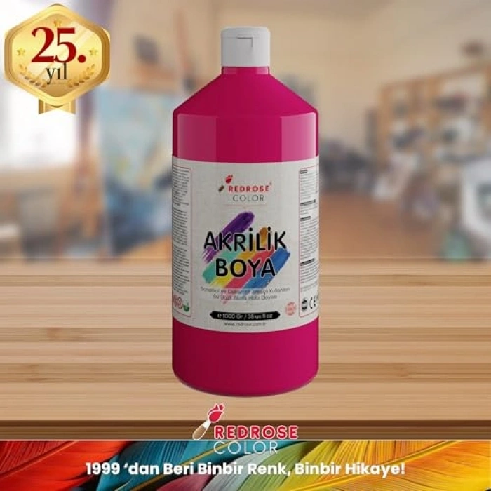 Fuşya Renkli Akrilik, 1000 gr Paket