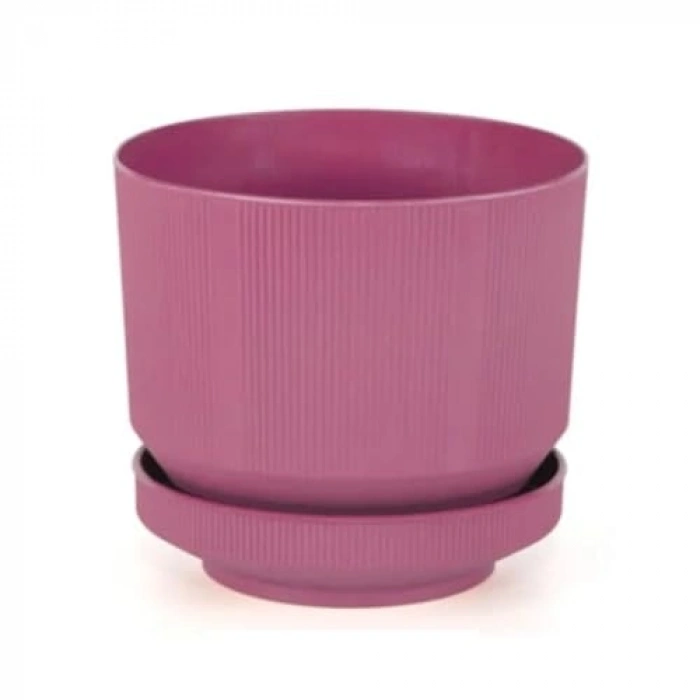 Fuşya Renkli Plastik Tabaklı Saksı - 6 Lt Kapasite