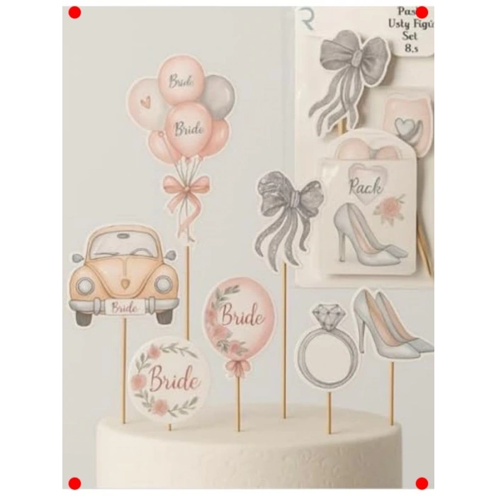 Gelin Pasta Üstü Gümüş Süs Seti - Düğün & Nişan