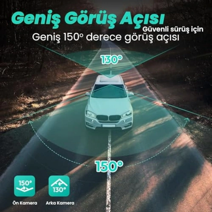 Geniş Açı Gece Görüşlü Akıllı Araç İçi Kamera 1080p