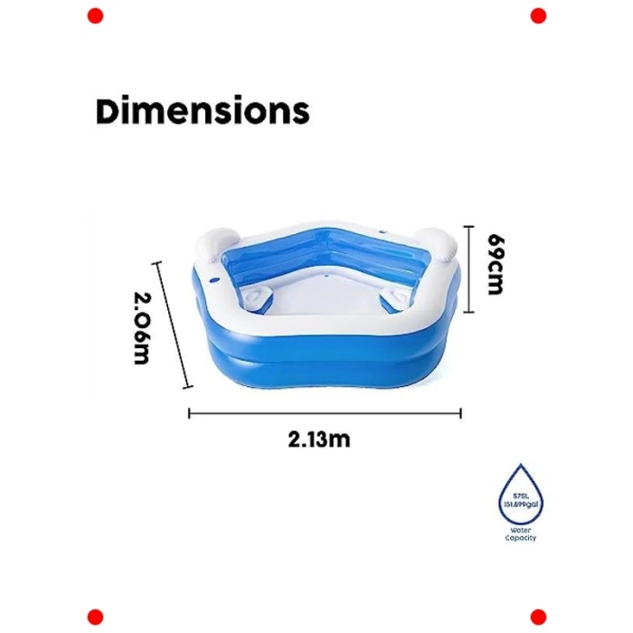 Geniş Aile Tipi Şişme Havuz - 213x206x69 cm