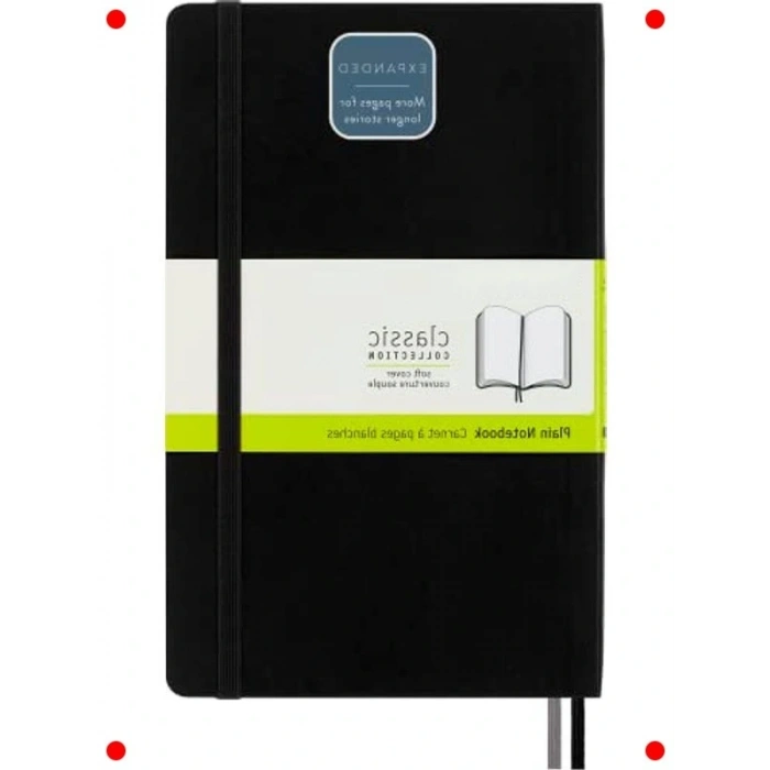 Genişletilmiş Yumuşak Kapak Defter - Siyah, Çizgisiz