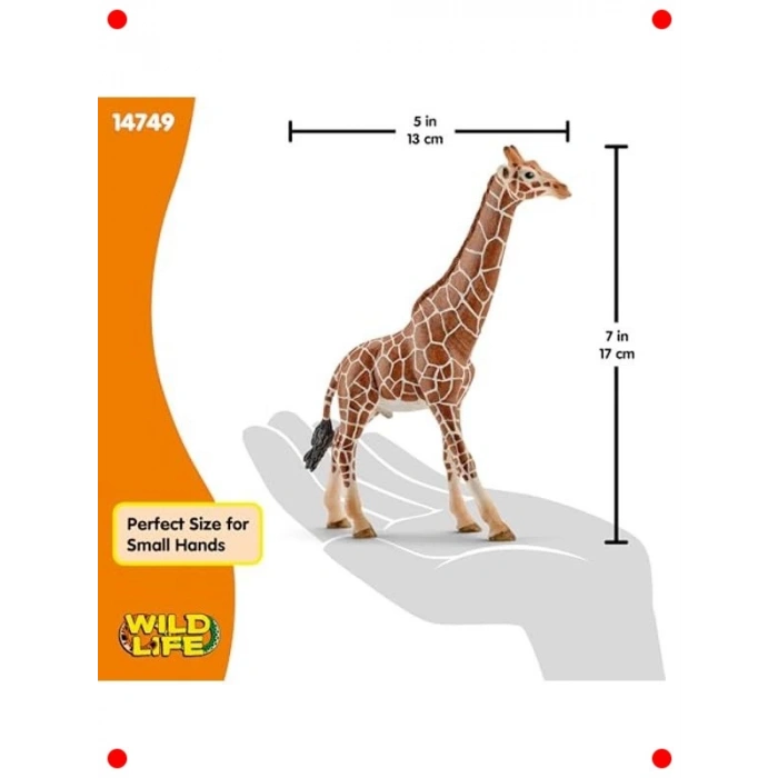 Gerçekçi Erkek Zürafa Figürü - Yabani Hayat Koleksiyonu