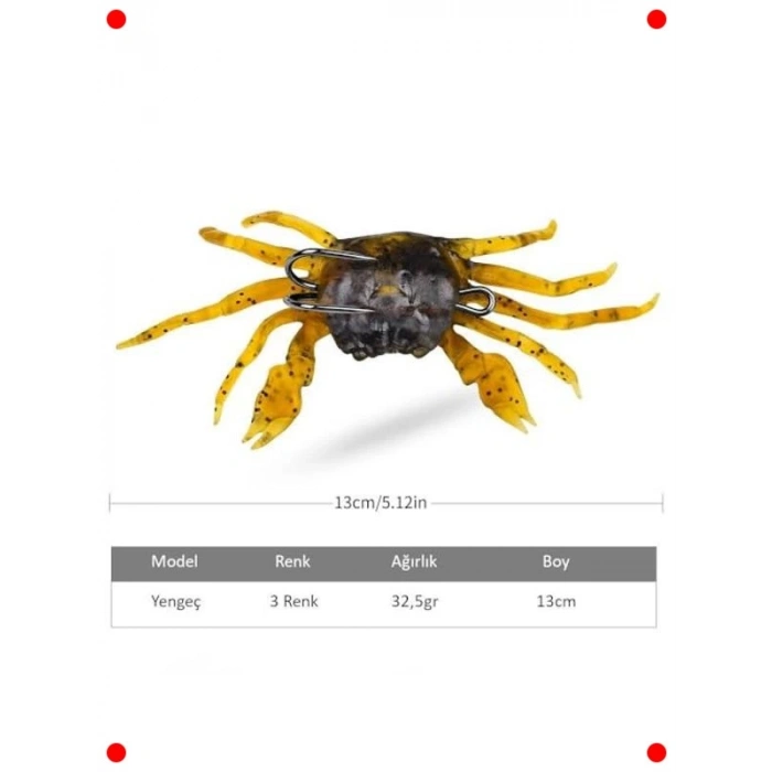 Gerçekçi Silikon Yengeç Balık Yemi Seti (3 Adet)