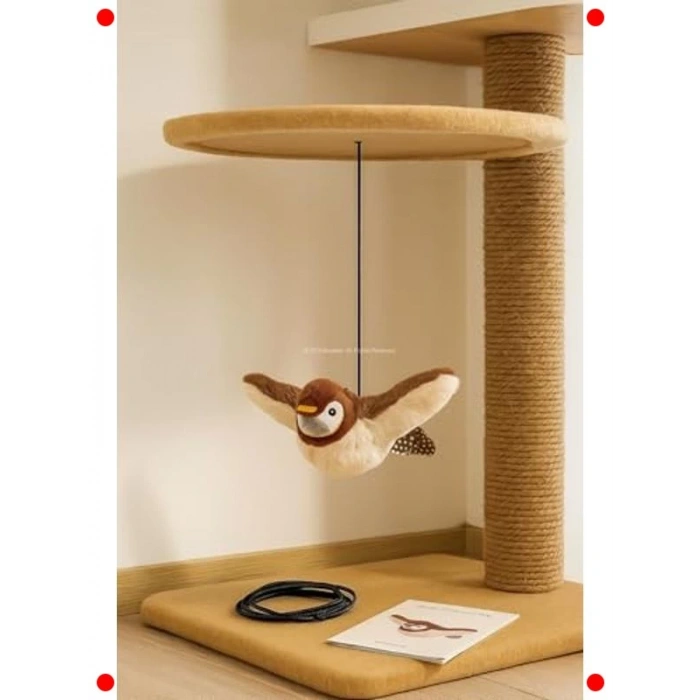 Gerçekçi Uçan Kuş Kedi Oyuncağı Sesli ve Titreşimli