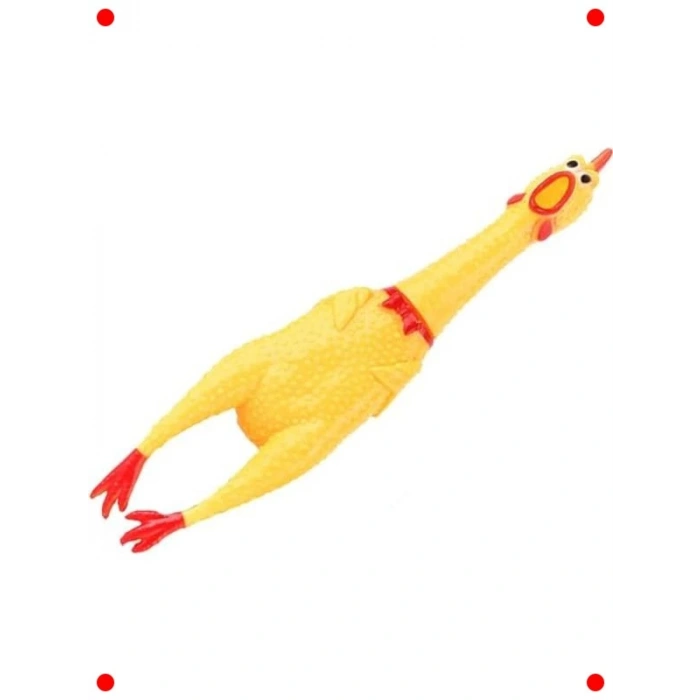 Gıcırtılı Sarı Kauçuk Tavuk Oyuncak - Stres Giderici