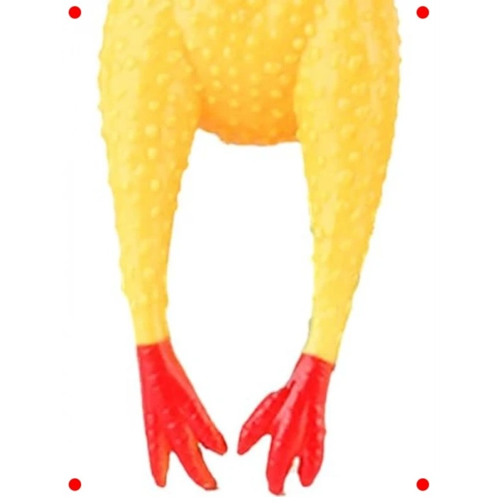 Gıcırtılı Sarı Kauçuk Tavuk Oyuncak - Stres Giderici