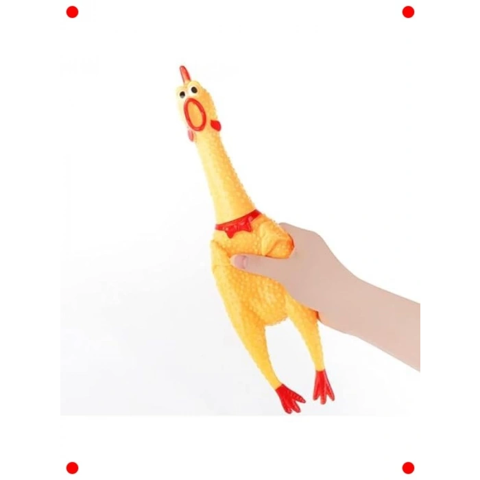 Gıcırtılı Sarı Kauçuk Tavuk Oyuncak - Stres Giderici