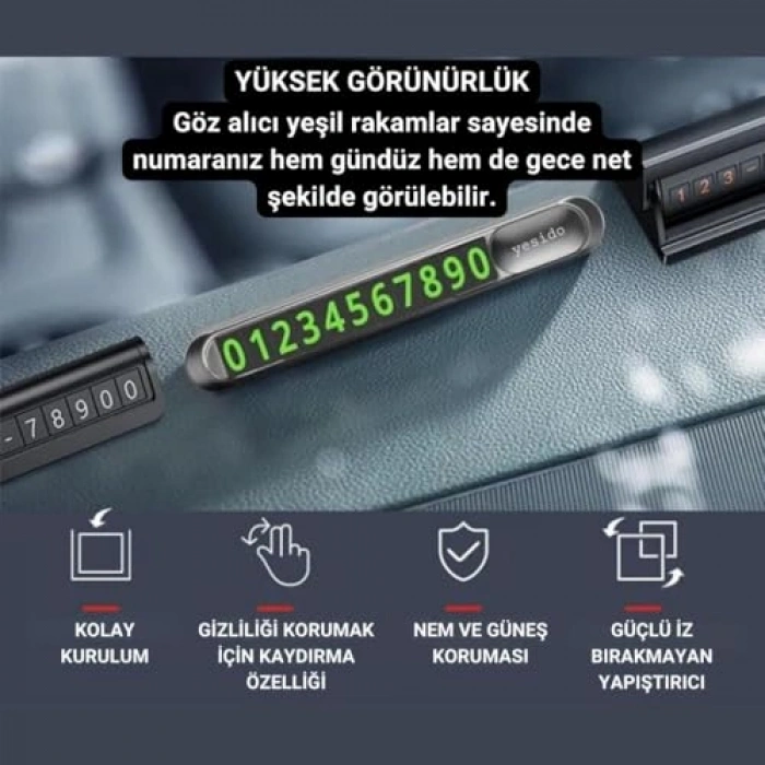 Gizlenebilir Çift Numaralı Araç Park Telefon Numaratörü, Geçici Kullanım