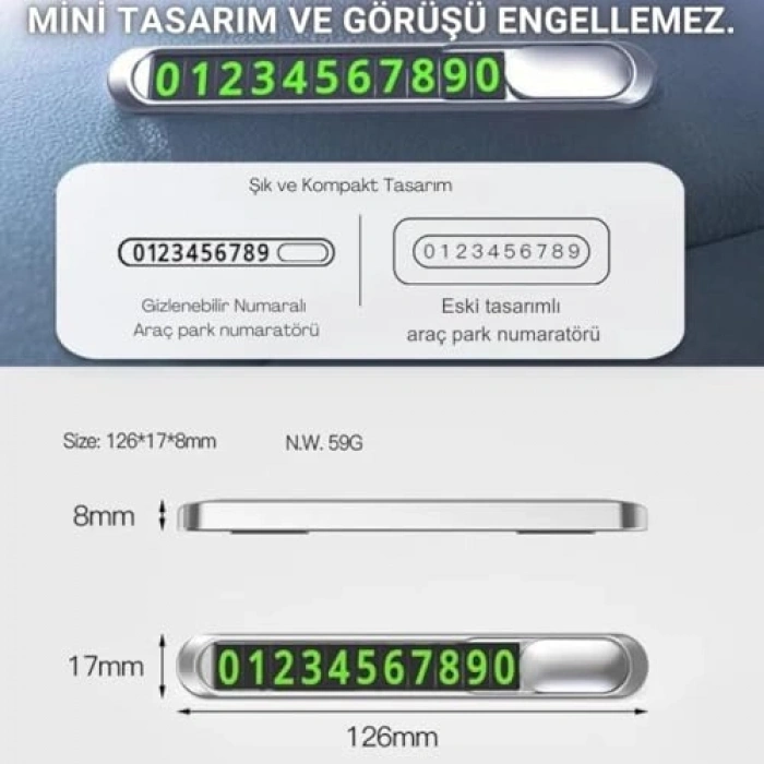 Gizlenebilir Çift Numaralı Araç Park Telefon Numaratörü, Geçici Kullanım