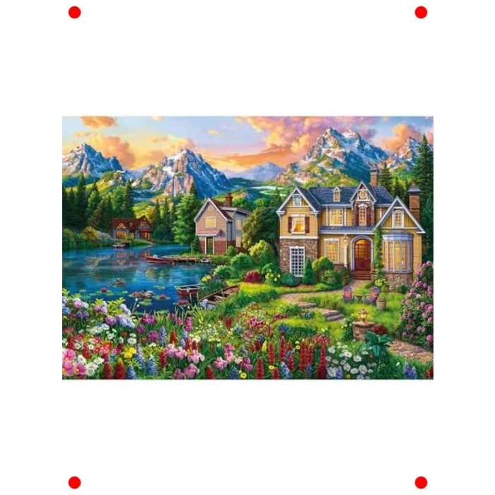Göl Kenarı Ev Temalı 2000 Parça Yapboz