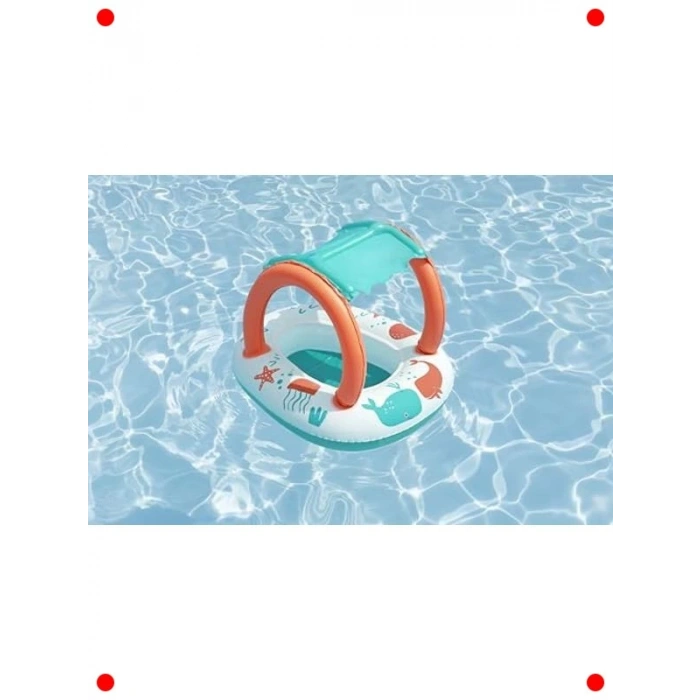 Gölgelikli Peluş Bebek Yüzme Teknesi - 84 x 67 cm