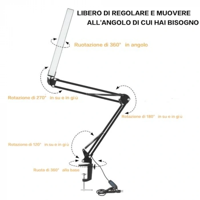 Göz Bakımı Özellikli LED Masa Lambası, 3 Işık Modu, Siyah