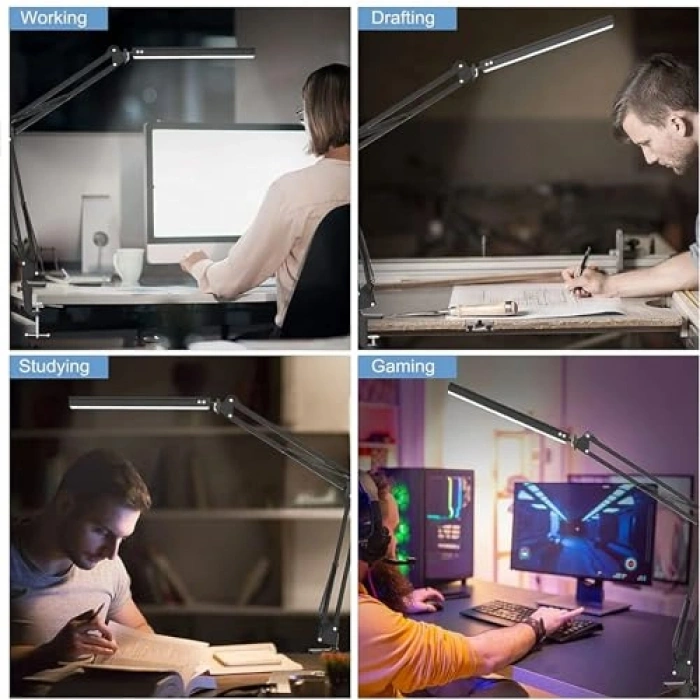 Göz Bakımı Özellikli LED Masa Lambası, 3 Işık Modu, Siyah