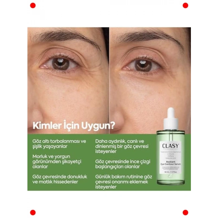 Göz Çevresi Serumu: Kafein, Hyaluronik Asit, C Vitamini
