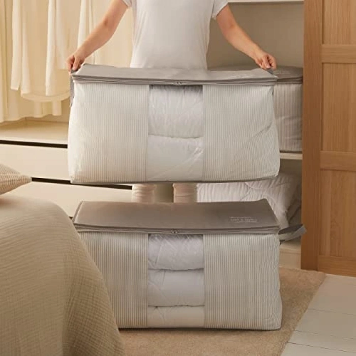 Gri Çizgili 2li Pvc Pencereli Hurç Seti - Kullanışlı ve Şık