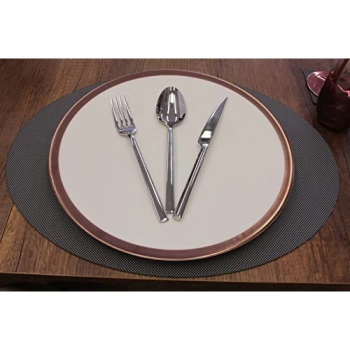 Gri Oval Nopeli Amerikan Servis, 2 Adet 35x45 cm