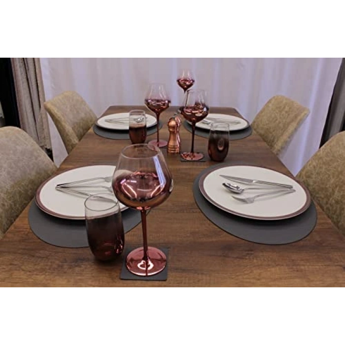 Gri Oval Nopeli Amerikan Servis, 2 Adet 35x45 cm