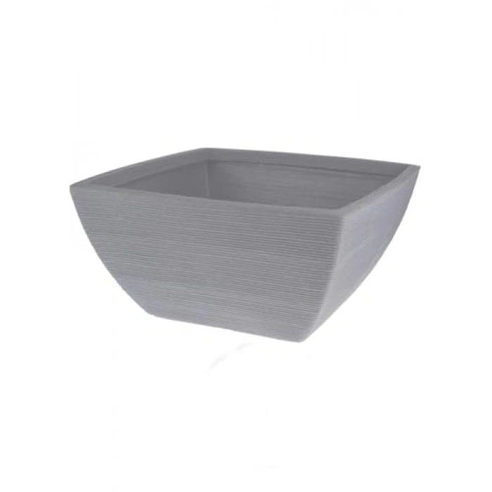 Gri Plastik Kare Saksı, 52 cm x 52 cm x 25 cm