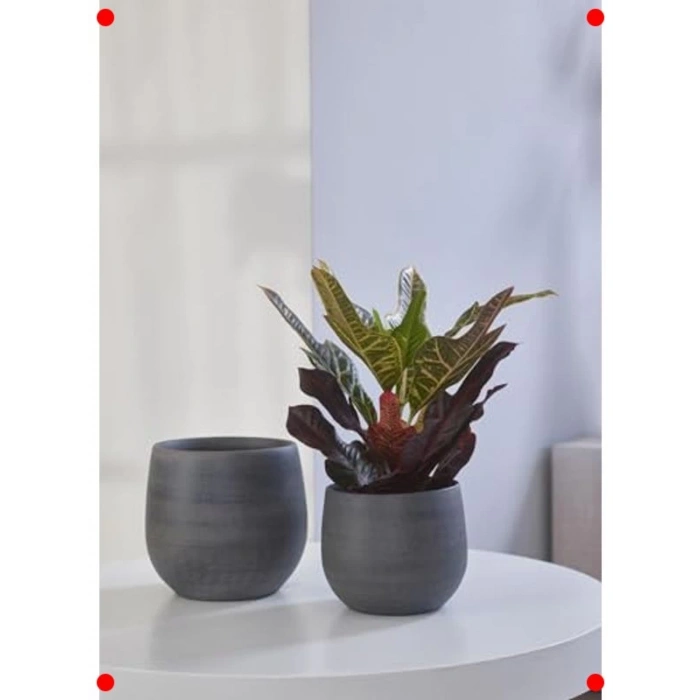 Gri Seramik Bitki Saksısı - 15x13 cm
