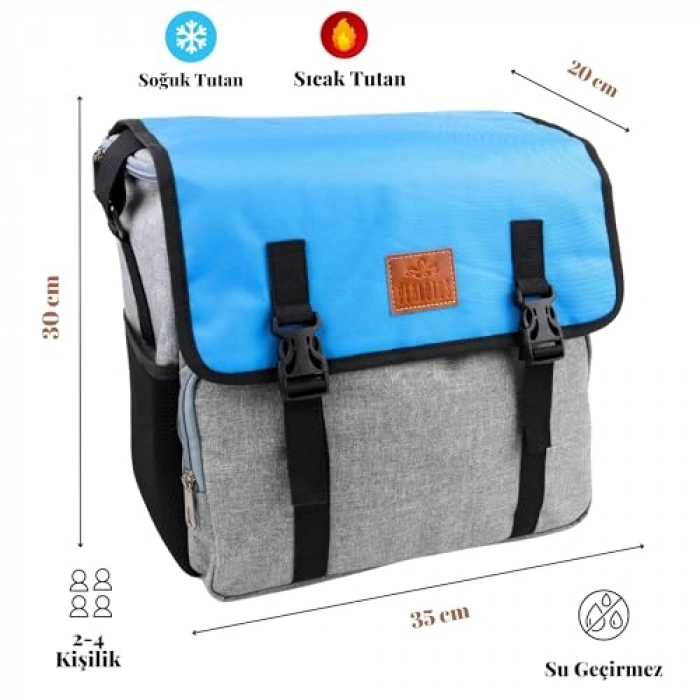 Gri Yalıtımlı Termos Çanta - 16 Litre Kapasiteli